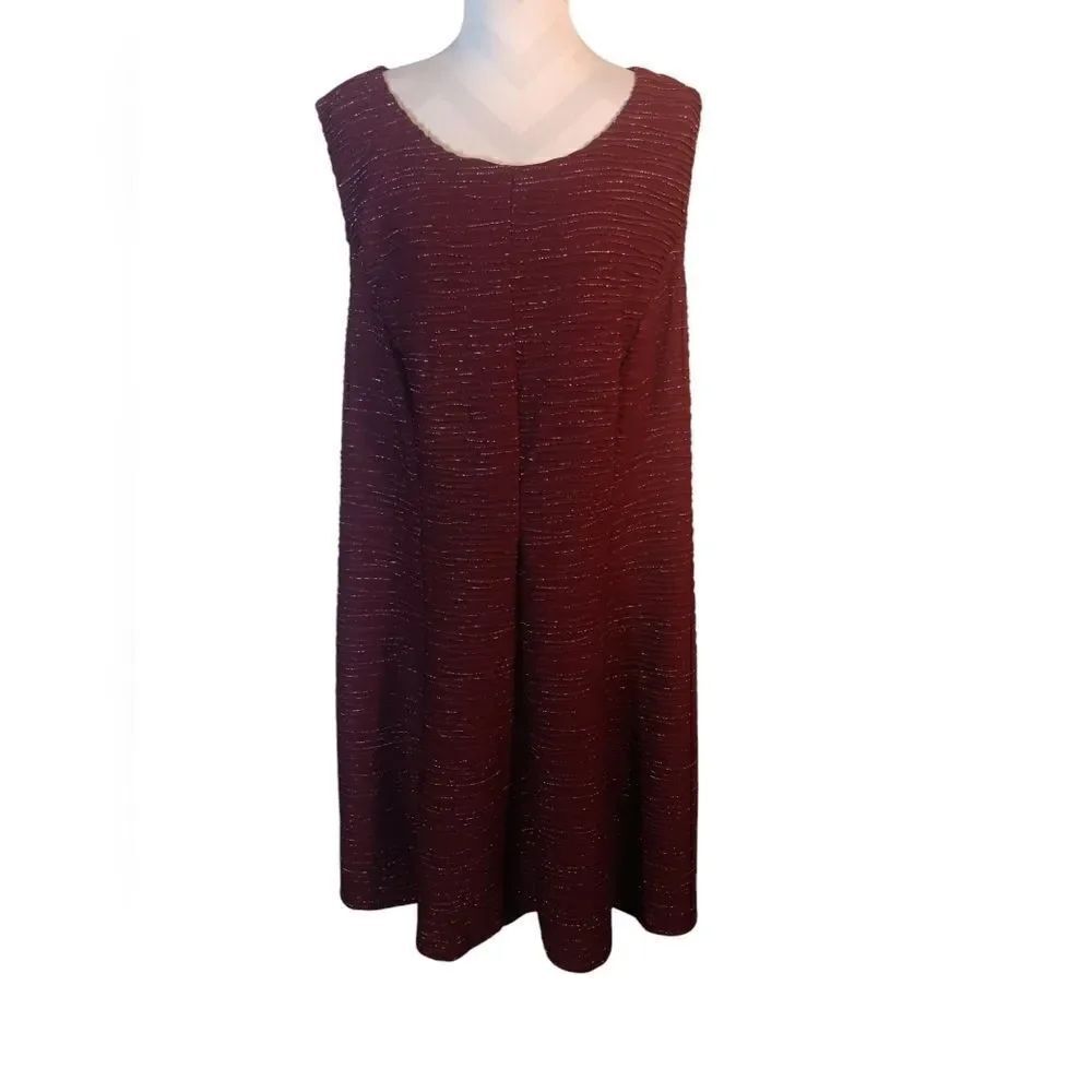 Lane Bryant Elegant Burgandy Silver Shimmer Sleeveless Dress